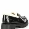 Steve Madden Lando-F Leather Bit Buckle Shearling Platform Loafers
