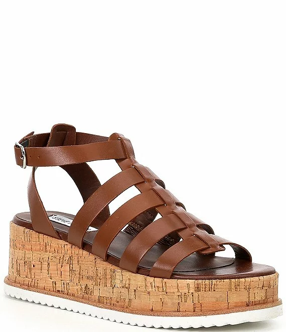 Steve Madden Kaydee Leather Fisherman-Inspired Straps Cork Platform Sandals - Afbeelding 4