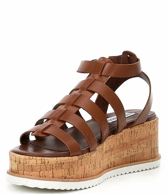 Steve Madden Kaydee Leather Fisherman-Inspired Straps Cork Platform Sandals - Afbeelding 5