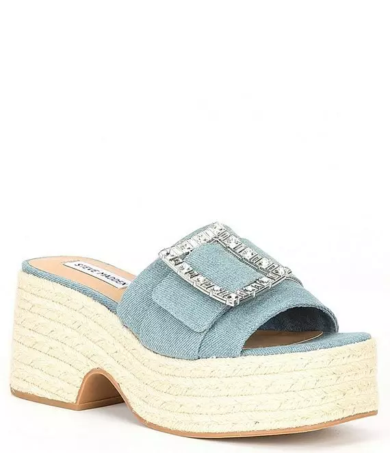 Steve Madden Solana Crystal Buckle Espadrille Platform Sandals - Afbeelding 4
