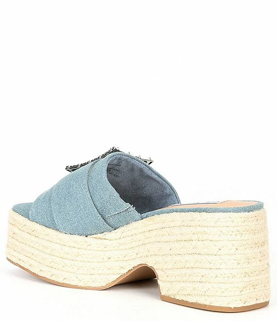 Steve Madden Solana Crystal Buckle Espadrille Platform Sandals - Afbeelding 2