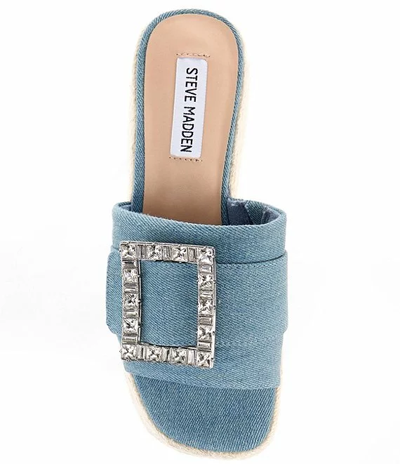 Steve Madden Solana Crystal Buckle Espadrille Platform Sandals - Afbeelding 5