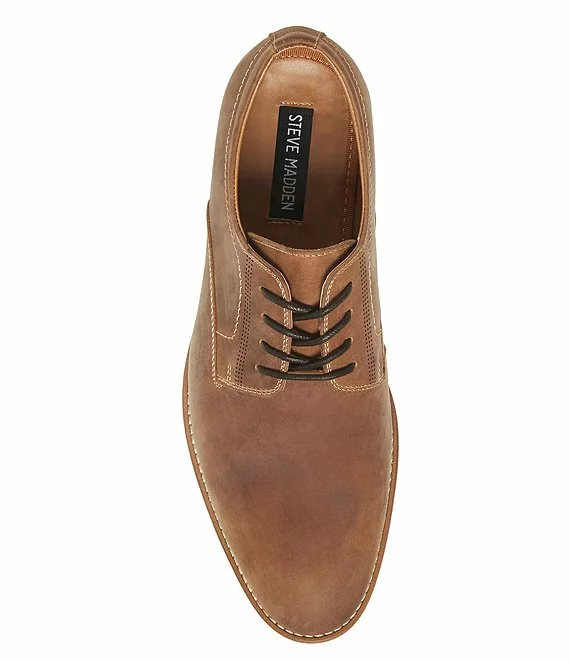 Steve Madden Men's Kacion Leather Plain Toe Lace-Up Oxfords