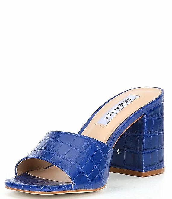 Steve Madden Alaya Crocodile Embossed Leather Slide Dress Sandals - Afbeelding 6