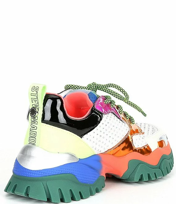 Steve Madden Thrilling Color Block Rhinestone Lace-Up Platform Sneakers - Afbeelding 3