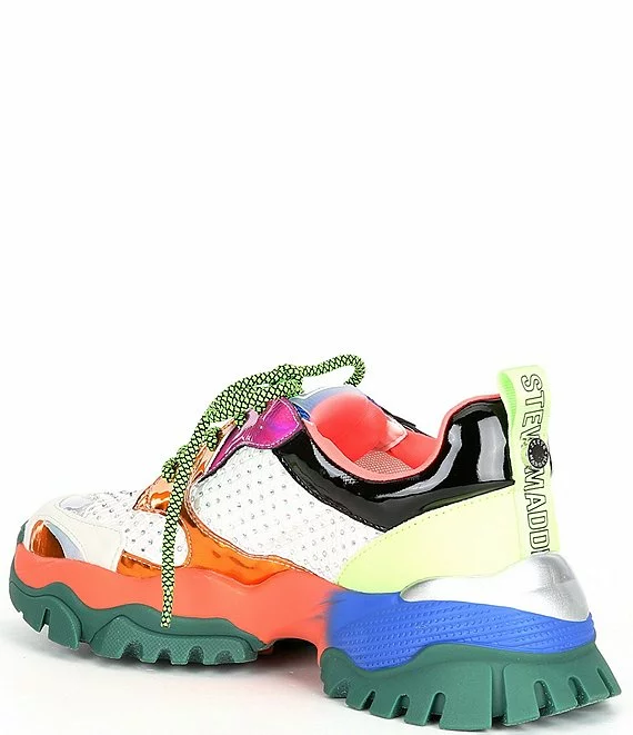 Steve Madden Thrilling Color Block Rhinestone Lace-Up Platform Sneakers - Afbeelding 4