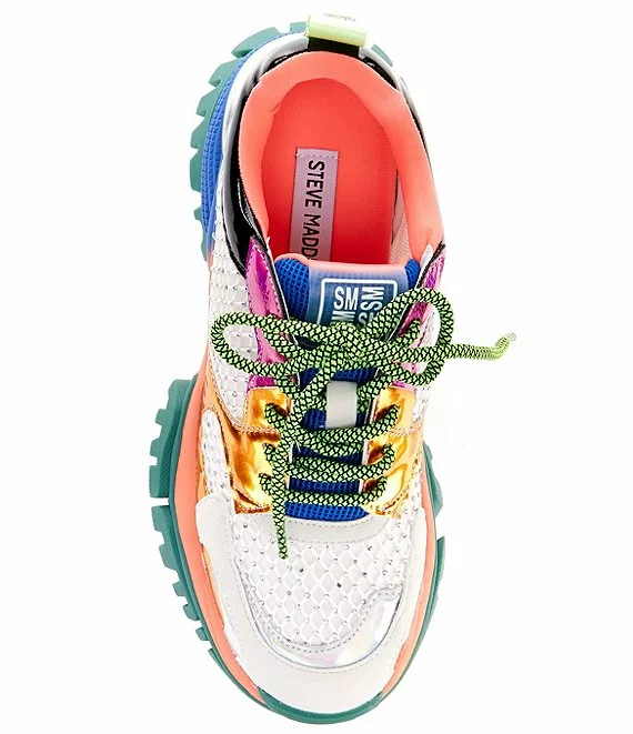 Steve Madden Thrilling Color Block Rhinestone Lace-Up Platform Sneakers - Afbeelding 2