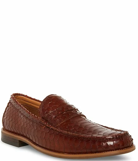 Steve Madden Men's Raylenn Snake Embossed Leather Slip-On Dress Loafers - Afbeelding 3
