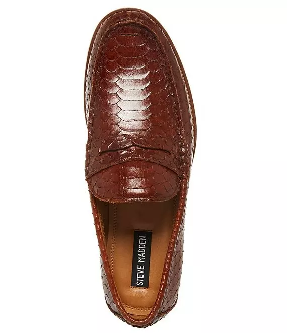 Steve Madden Men's Raylenn Snake Embossed Leather Slip-On Dress Loafers - Afbeelding 4