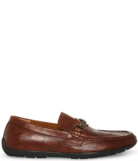 Steve Madden Men's Kenver Chain Detail Perforated Slip-On Leather Loafers - Afbeelding 4