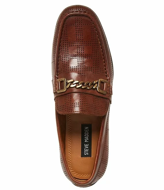 Steve Madden Men's Kenver Chain Detail Perforated Slip-On Leather Loafers - Afbeelding 2