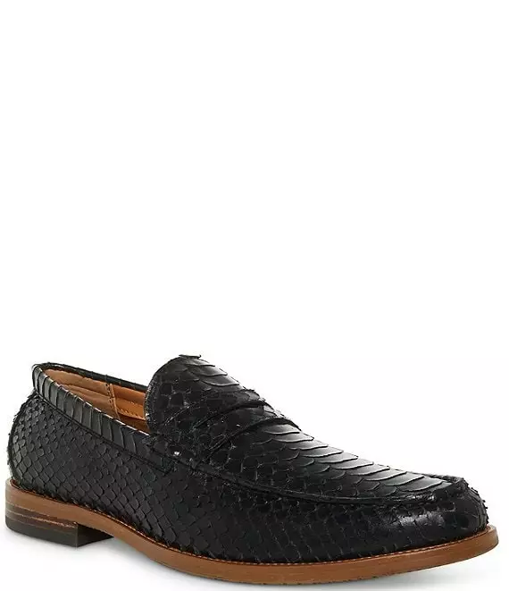 Steve Madden Men's Raylenn Snake Embossed Leather Slip-On Dress Loafers - Afbeelding 5