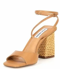 Steve Madden Rozlyn Leather Woven Rope Block Heel Dress Sandals