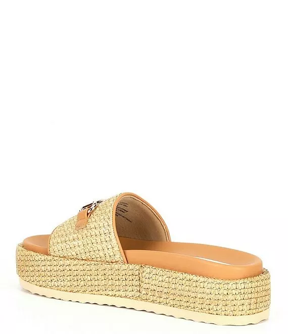 Steve Madden Kayley Raffia Platform Bit Buckle Slide Sandals - Afbeelding 6