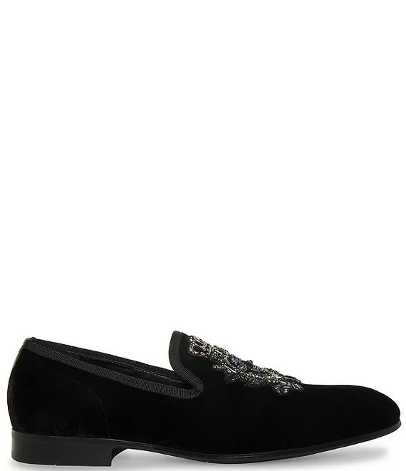 Steve Madden Men's Kaben Embellished Velvet Slip-On Loafers