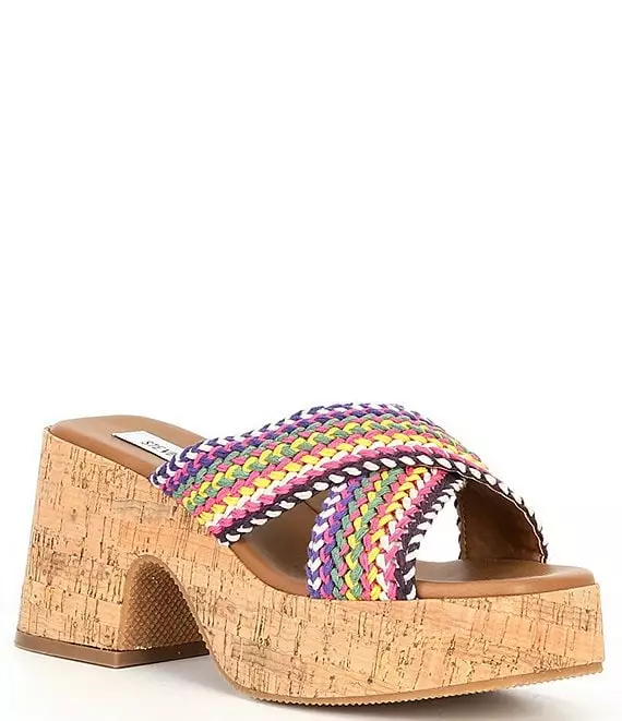 Steve Madden Rosy Rainbow Woven Cork Platform Sandals - Afbeelding 6