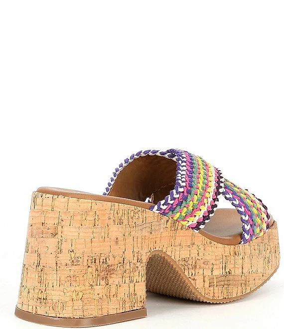 Steve Madden Rosy Rainbow Woven Cork Platform Sandals - Afbeelding 5