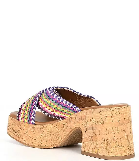 Steve Madden Rosy Rainbow Woven Cork Platform Sandals - Afbeelding 4
