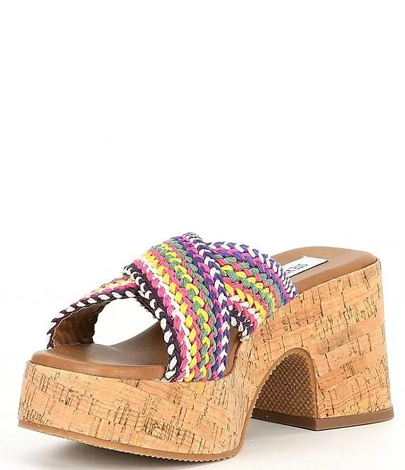 Steve Madden Rosy Rainbow Woven Cork Platform Sandals - Afbeelding 2