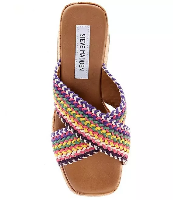Steve Madden Rosy Rainbow Woven Cork Platform Sandals