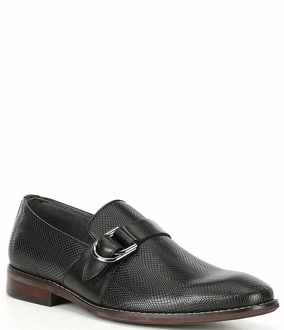 Steve Madden Men's Xayden Leather Monk Strap Slip-On Dress Shoes