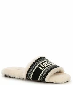 Steve Madden London Knox-F Fur Lined Flat Slide Sandals