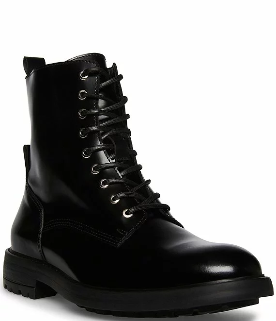 Steve Madden Men's Bryce Leather Lug Sole Combat Boots - Afbeelding 2