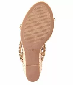 Steve Madden Udell-CR Rhinestone Platform Cork Wedge Sandals