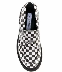 Steve Madden Lawrence Checkered Leather Lug Sole Platform Loafers
