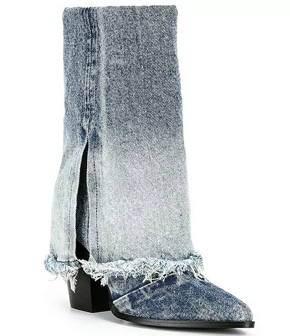 Steve Madden Livvy Denim Western Style Mid Boots - Afbeelding 6