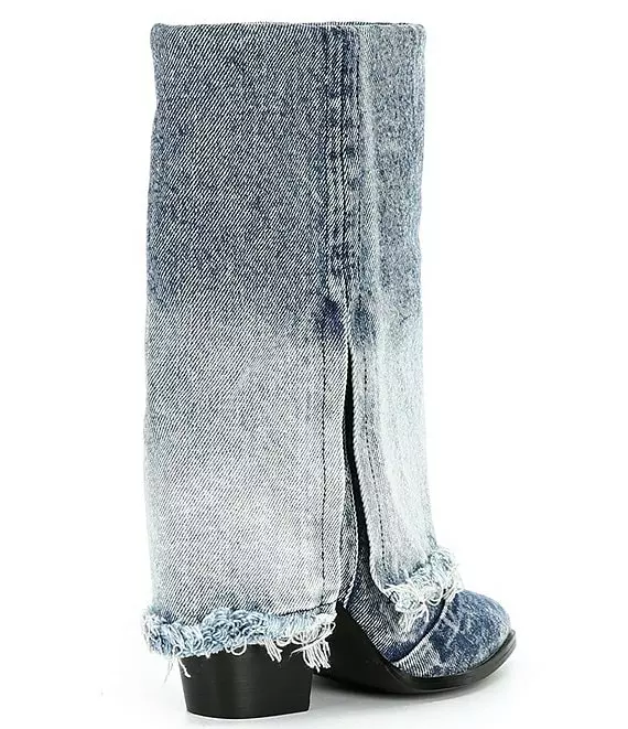 Steve Madden Livvy Denim Western Style Mid Boots - Afbeelding 4