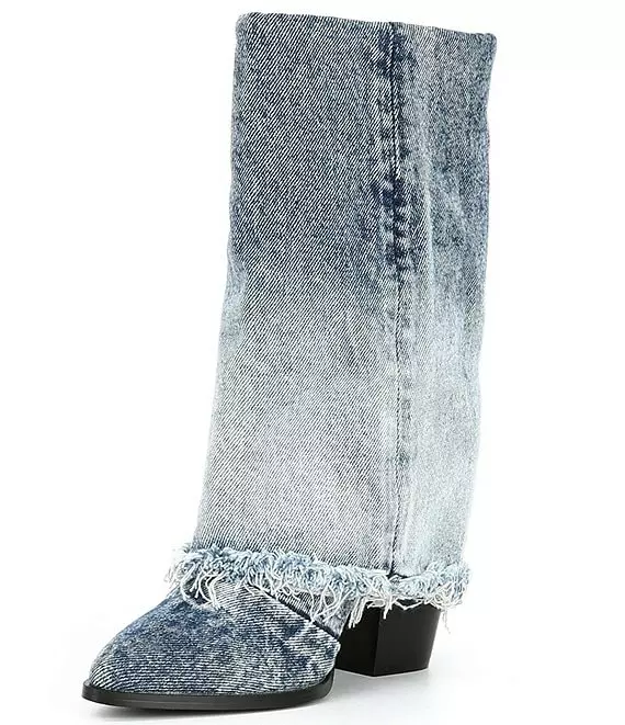 Steve Madden Livvy Denim Western Style Mid Boots - Afbeelding 3