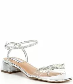 Steve Madden Lindie Metallic Vinyl Rhinestone Bow Dress Sandals