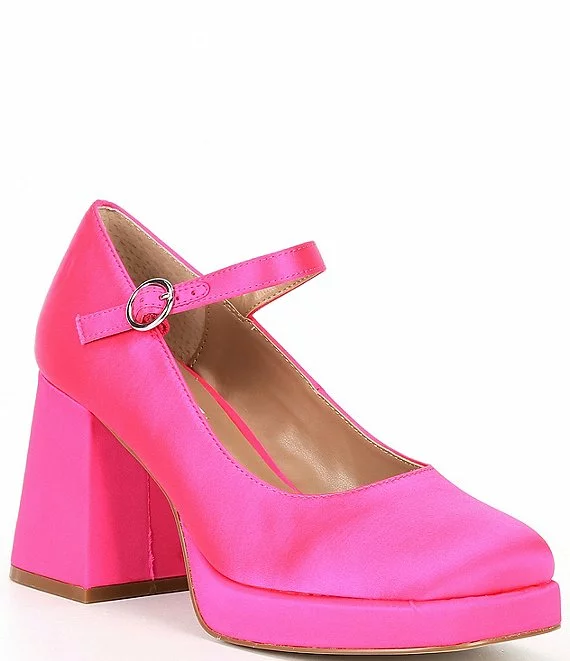 Steve Madden Mingle Satin Block Heel Platform Mary Janes - Afbeelding 2