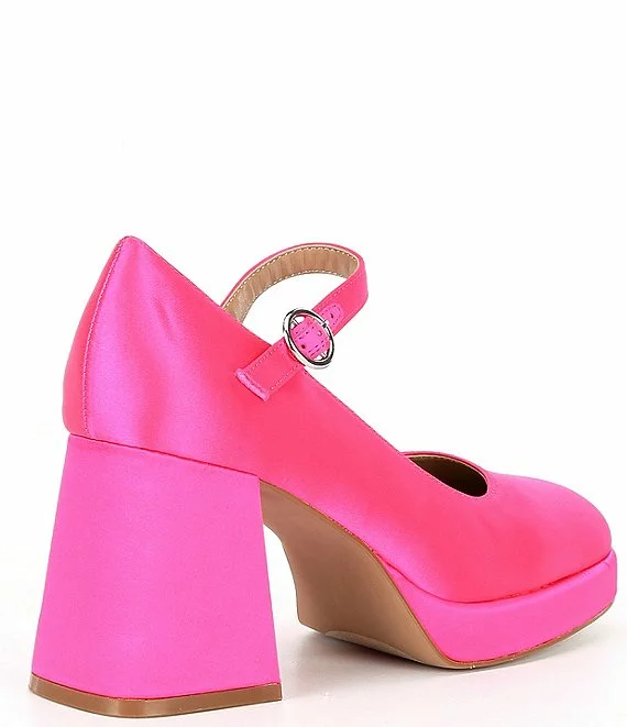Steve Madden Mingle Satin Block Heel Platform Mary Janes - Afbeelding 4