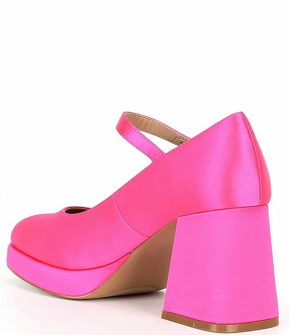Steve Madden Mingle Satin Block Heel Platform Mary Janes - Afbeelding 5