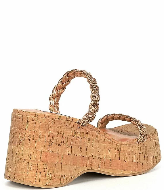 Steve Madden Danya Platform Rhinestone Embellished Cork Slide Sandals - Afbeelding 6