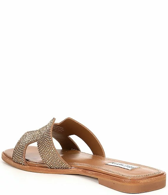 Steve Madden Hadyn-R Rhinestone Embellished Flat Slide Sandals