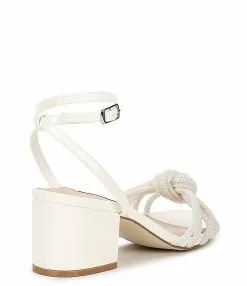 Steve Madden Ilyse-P Metallic Pearl Knotted Block Heel Dress Sandals