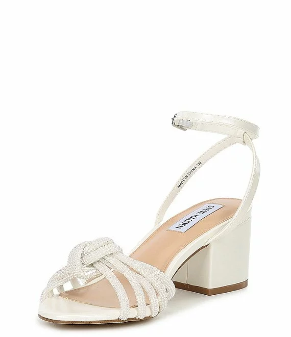Steve Madden Ilyse-P Metallic Pearl Knotted Block Heel Dress Sandals - Afbeelding 6
