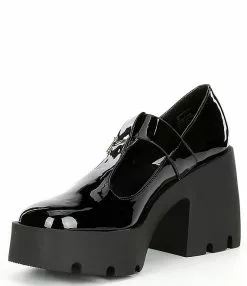 Steve Madden Paloma Patent Lug Sole Mary Jane Platform Pumps