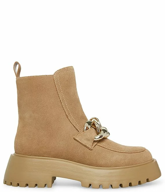 Steve Madden Cleo Suede Chunky Chain Lug Sole Platform Booties - Afbeelding 5