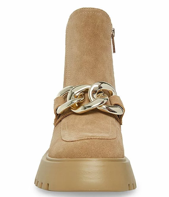 Steve Madden Cleo Suede Chunky Chain Lug Sole Platform Booties - Afbeelding 2