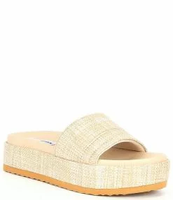 Steve Madden Kasper Tweed Textured Woven Platform Slides
