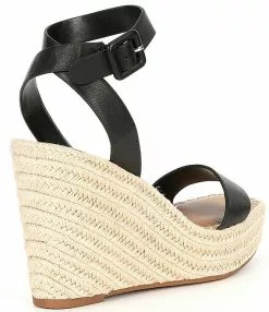 Steve Madden Upstage Leather Platform Wedge Espadrille Sandals