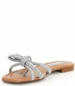 Steve Madden Maura-R Rhinestone Bow Thong Flat Sandals