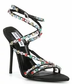 Steve Madden Bijou-R Satin Jewel Embellished Strappy Dress Sandals