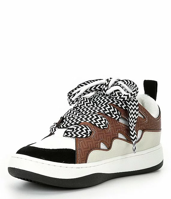 Steve Madden Roaring Leather Mixed Media Print Platform Lace-Up Sneakers