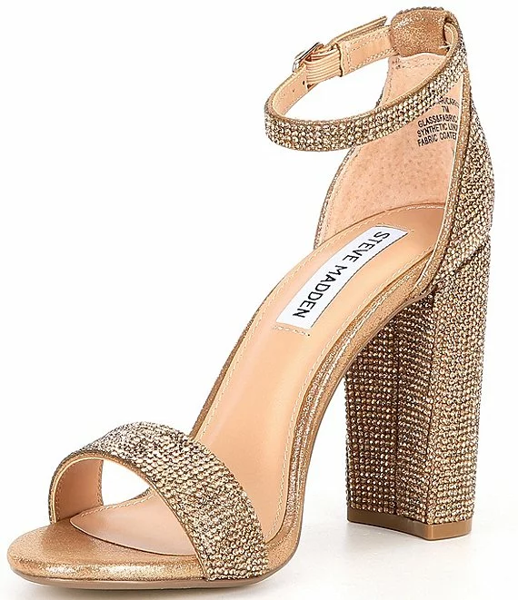 Steve Madden Carrson Rhinestone Ankle Strap Block Heel Dress Sandals - Afbeelding 4