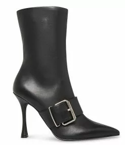 Steve Madden Banter Leather Pointed Toe Buckle Booties
